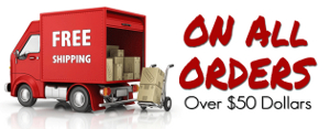 Free Shipping on orders $50 dollars and over. During checkout, you must select either USPS Flat Rate Domestic or USPS Flat Rate International as the shipping method to qualify for Free Shipping.